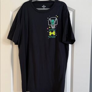 Under Armour Black Tee with Alien Basketball Graphic